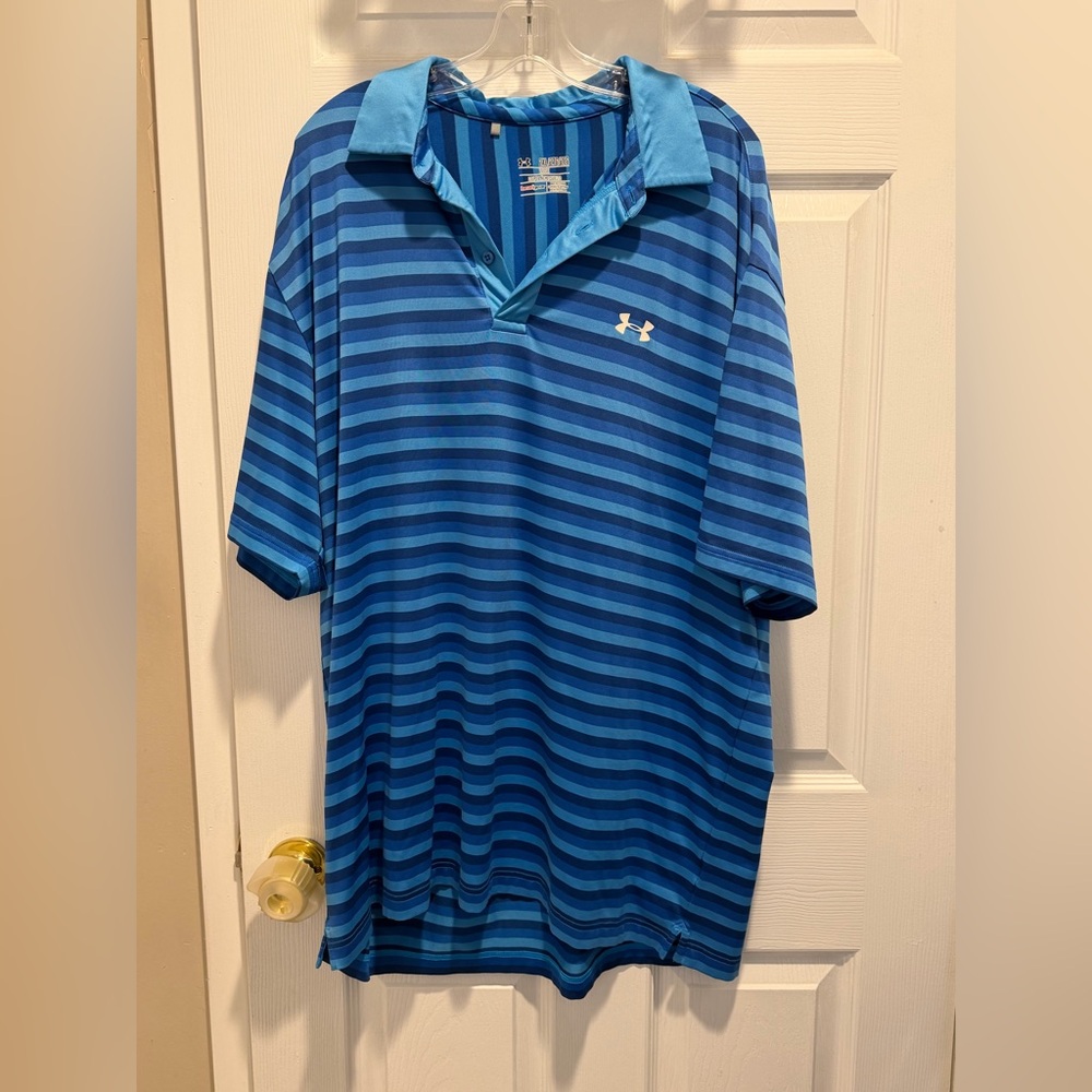 Under Armour Blue Striped Athletic Loose Fit Shirt